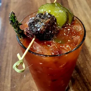 Chris's Bloody Mary with Pickles, Asparagus &amp; Short Rib