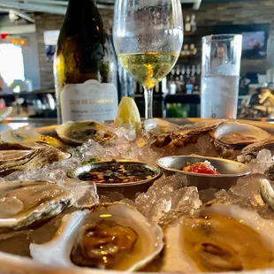 Oysters and a lovely French wine on a sunny Saturday in August