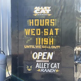 Days and hours when you can getcha some