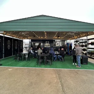 Food trailer with an awning