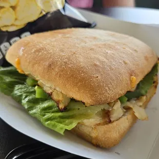 Chicken sandwich on ciabata