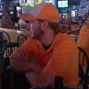 Jonah bear decked out in orange