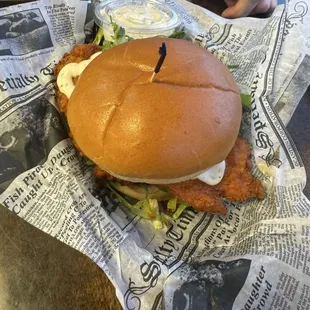 Nashville Fried Chicken Sandwich with coleslaw