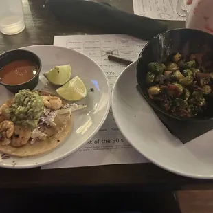 Shrimp Tacos and Brussels Sprouts