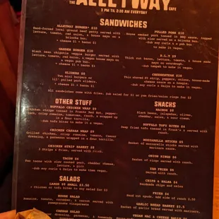 menu