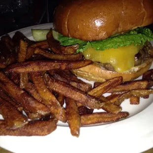 Cheeseburger and fries