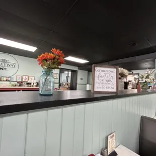 the counter and seating area