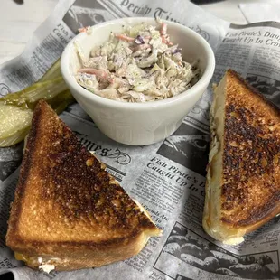 Jalepeno popper grilled cheese and Cole slaw