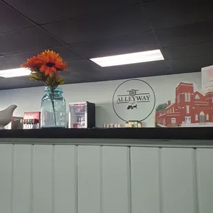 Looking over the wall from our booth