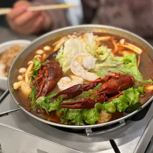 Seafood Hot Pot with ma la broth