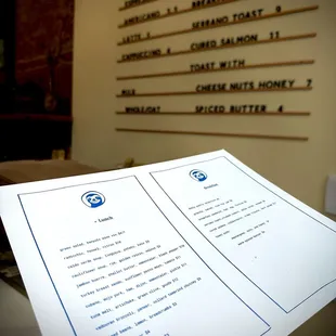 Breakfast and Lunch Menu with coffee and espresso