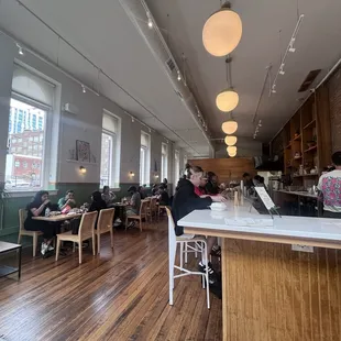 Counter to order food, bar and bakery displays