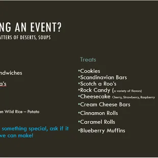 Would you like to place an order for an event? You can find the information on this and the following picture.