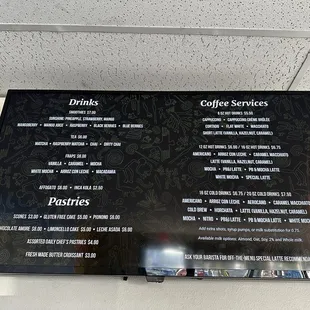 Drink menu