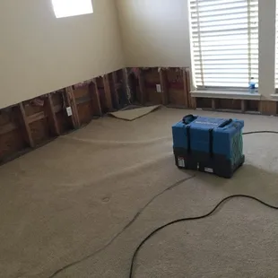 Toilet leak. Water covered bathroom, bedroom and hallway