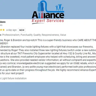 We were happy to be able to assist you on your lighting project. Now you&apos;re not just selling fireworks. Your selling OOH&apos;s and AAH&apos;s.