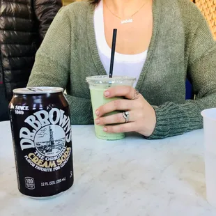 Cream Soda + Iced Matcha Latte
