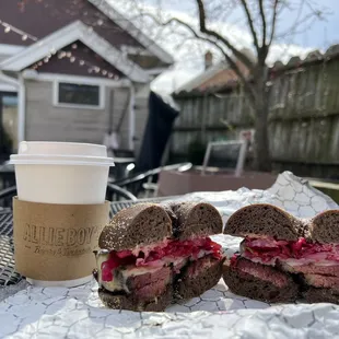 Reubeneski Sandwich Brined and Smoked Pastrami Brisket, Melted Gruyere Cheese, Caramelized Onion Special Sauce, House Kraut and Dill