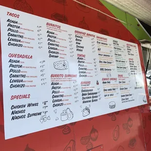 Extensive menu.