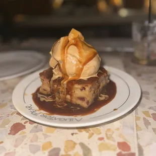 Bread pudding with coffee gelato