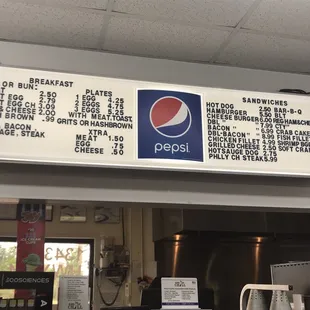 Breakfast and lunch menu