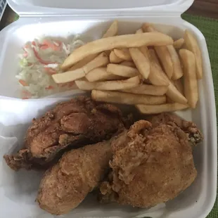 Fried chicken combo, added 2 extra pieces!!