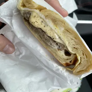 Half of the #9 breakfast sandwich