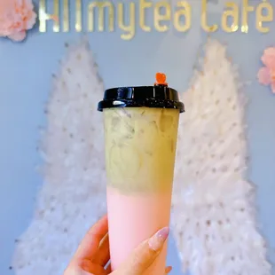 Strawberry matcha milk tea !