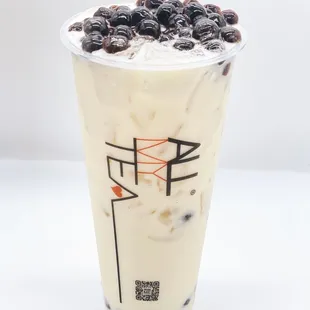 House green milk tea with boba