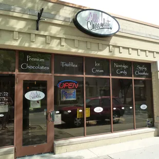 the outside of a chocolate shop