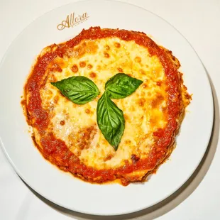 a plate of pizza on a table