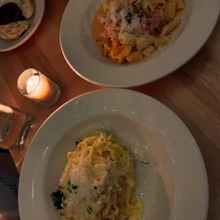 Spaghetti Carbonara, Rigatoni Pomodoro E Prosciutto