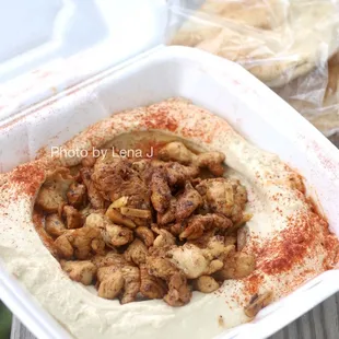 Hummus and Chicken Shawarma Appetizer ($10.99) - delicious! Hummus is super creamy