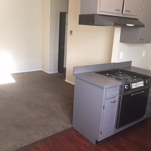 Our one bed view of kitchen living room