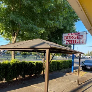 The sign of small mom and pop fast food.