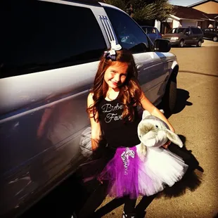 Little princess on her way to see Justin Bieber in the Jaguar