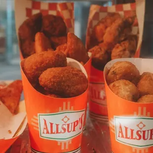 a variety of fried food items
