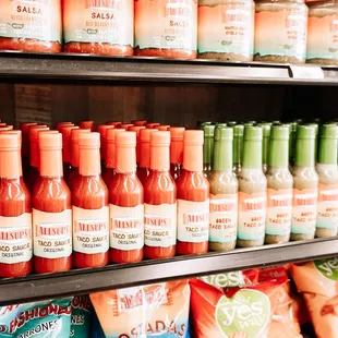 a variety of sauces and condiments