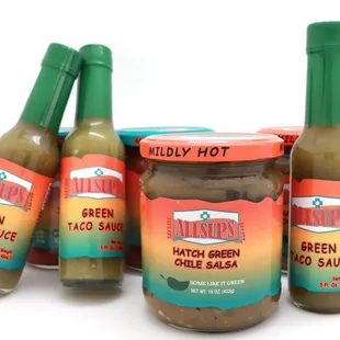 a variety of hot sauces