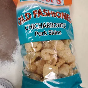a bag of old fashioned charron&apos;s pork skins