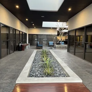 Outside. Really sleek and modern