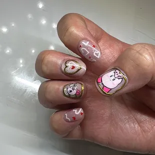 Hand drawn nail art by my nail tech