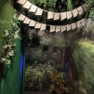 a garden with a lot of greenery