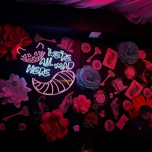a neon sign in the dark