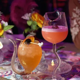 a variety of cocktails on a table