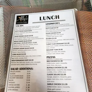 Lunch menu