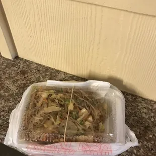 a container of noodles