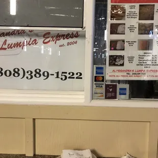 a menu in the window