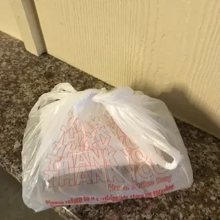 a plastic bag of food