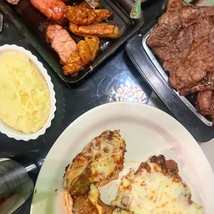 Milensa napolitana and parrillada para dos